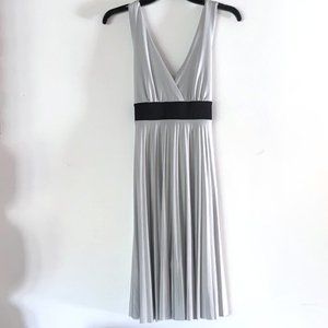 Forever21 Knee Length Silver & Black Plunge Dress